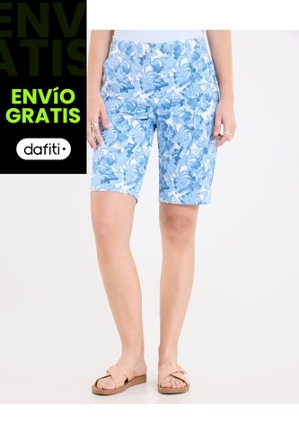 Bermuda  Para Mujer Regular Corto Color Azul Marca Ostu #40100111 Ostu