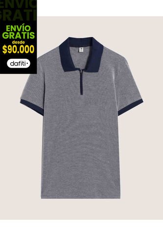 Polo  Para Hombre Cuello Tejido Sin Bolsillo Color Azul Marca Ostu #60110856 Ostu