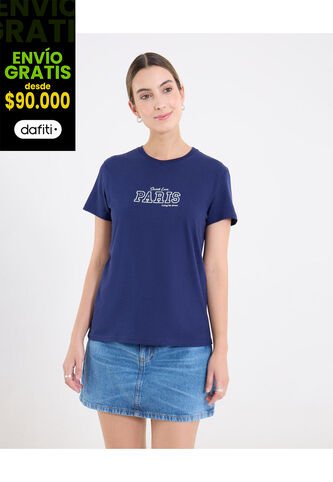 Camiseta  Para Mujer Manga Corta Cuello Redondo Color Azul Marca Ostu #40092705 Ostu
