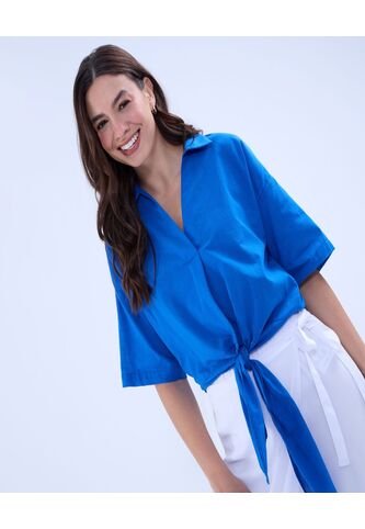 Blusa Para Mujer Manga Corta Color Azul Rey Marca Ostu #40121091 Ostu