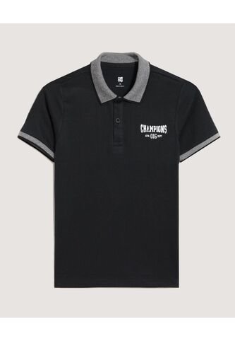 Polo Infantil Niño Manga Corta Color Negro Marca Ostu #80110112 Ostu