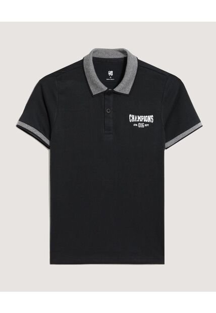 Polo Infantil Niño Manga Corta Color Negro Marca Ostu #80110112