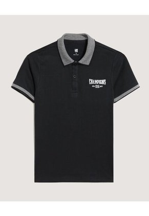 Polo Infantil Niño Manga Corta Color Negro Marca Ostu #80110112