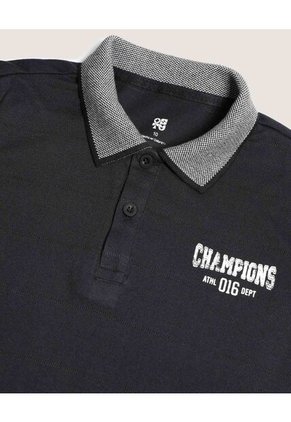 Polo Infantil Niño Manga Corta Color Negro Marca Ostu #80110112