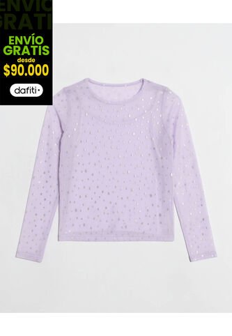 Camiseta  Infantil Niña Manga Larga Cuello Redondo Color Lila Marca Ostu #90090357 Ostu