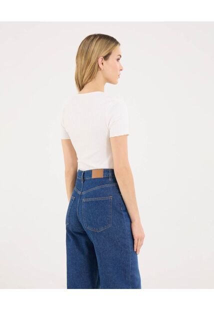 Camiseta Para Mujer Manga Corta Moda Color Crema Marca Ostu #40092626