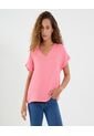 Blusa Para Mujer Manga Corta Color Coral Marca Ostu #40121125 de Ostu