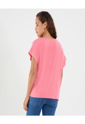 Blusa Para Mujer Manga Corta Color Coral Marca Ostu #40121125