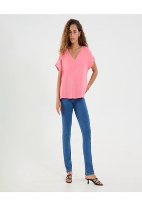 Blusa Para Mujer Manga Corta Color Coral Marca Ostu #40121125