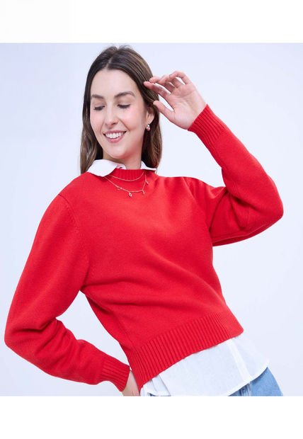 Saco Para Mujer Cuello Redondo Color Rojo Marca Ostu #40330077