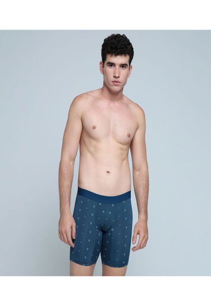 Boxer Para Hombre Filete Medio Microfibra Color Azul  Marca Ostu #60000417