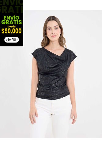 Camiseta  Para Mujer Manga Corta Cuello Redondo Color Negro Marca Ostu #40092788 Ostu