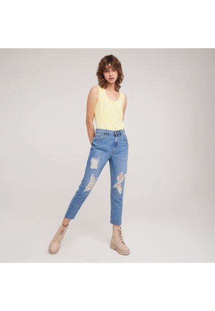 Jean Para Mujer Mom Color Azul  Marca Ostu #40160282