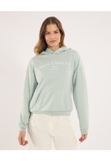 Buzo Para Mujer Hoodie Color Verde Marca Ostu #40060505
