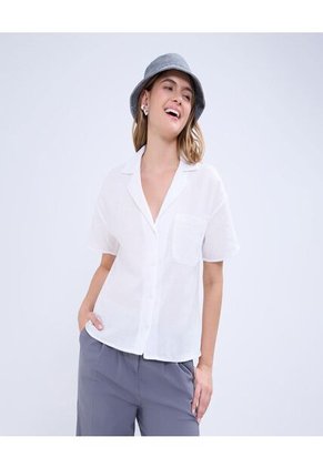 Camisa Para Mujer Manga Corta Color Blanco Marca Ostu #40010269