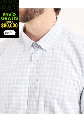 Camisa  Para Hombre Manga Larga Con Bolsillo Cuello Casual M Color Crema Marca Ostu #60010876 Ostu