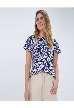 Camiseta Para Mujer Manga Corta Color Azul Rey Marca Ostu #40092226