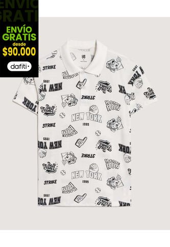 Polo  Infantil Niño Manga Corta Color Crema Marca Ostu #80110122 Ostu