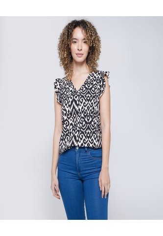 Blusa Para Mujer Manga Corta Color Negro Marca Ostu #40121040 Ostu