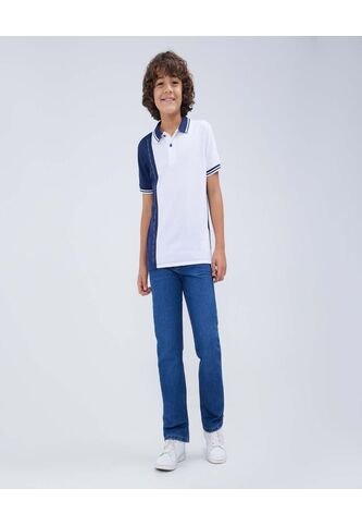 Polo Para Niño Manga Corta Color Blanco Marca Ostu #80110083 Ostu