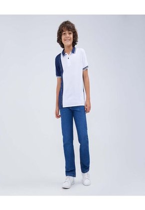 Polo Para Niño Manga Corta Color Blanco Marca Ostu #80110083