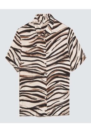 Camisa Para Mujer Manga Corta Color Beige Marca Ostu #40010265