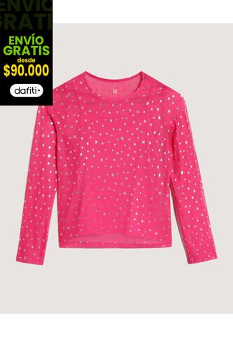 Camiseta  Infantil Niña Manga Larga Cuello Redondo Color Fucsia Marca Ostu #90090358 Ostu