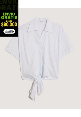 Blusa  Para Mujer Manga Corta Color Blanco Marca Ostu #40121211 Ostu