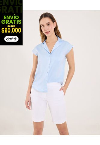 Blusa  Para Mujer Manga Sisa Color Celeste Marca Ostu #40121190 Ostu