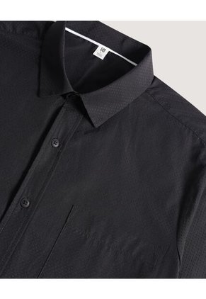 Camisa  Para Hombre Manga Corta Con Bolsillo Cuello Casual M Color Negro Marca Ostu #60010884