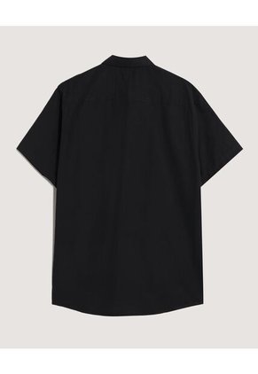 Camisa  Para Hombre Manga Corta Con Bolsillo Cuello Casual M Color Negro Marca Ostu #60010884