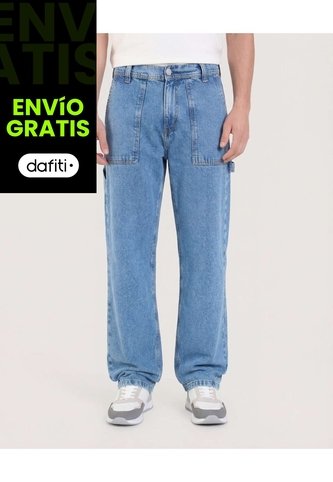 Jean  Para Hombre Straight Color Azul Marca Ostu #60160461 Ostu
