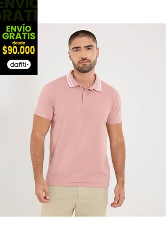Polo Para Hombre Cuello Tejido Sin Bolsillo Color Rosa Marca Ostu #60110836 Ostu