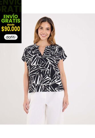 Blusa Para Mujer Manga Corta Color Negro Marca Ostu #40121203 Ostu