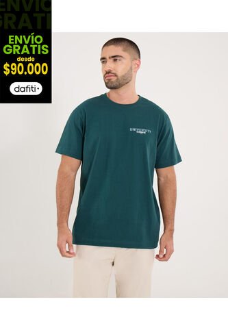 Camiseta Para Hombre Manga Corta Cuello Redondo Color Verde Marca Ostu #60091845 Ostu