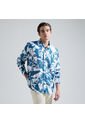 Camisa Para Hombre Manga Larga Sin Bolsillo Color Azul  Marca Ostu #60010596 de Ostu