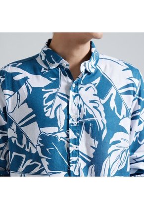 Camisa Para Hombre Manga Larga Sin Bolsillo Color Azul  Marca Ostu #60010596