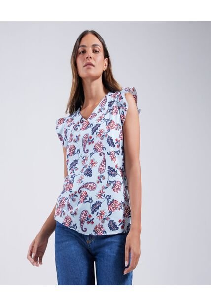 Blusa Para Mujer Manga Sisa Color Aguamarina Marca Ostu #40120842