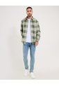 Camisa  Para Hombre Manga Larga Sin Bolsillo Cuello Casual M Color Verde Marca Ostu #60010872 de Ostu