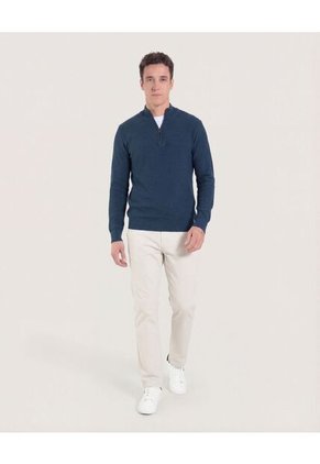 Saco Para Hombre Cuello Alto O Cuello Tortuga Color Azul  Marca Ostu #60330037