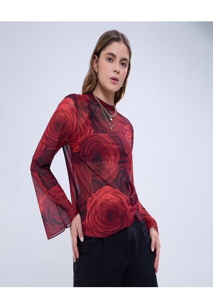 Camiseta Para Mujer Manga Larga Color Rojo Marca Ostu #40092264