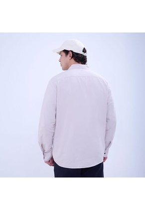 Camisa Para Hombre Manga Larga Con Bolsillo Color Beige Marca Ostu #60010763