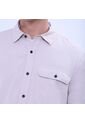 Camisa Para Hombre Manga Larga Con Bolsillo Color Beige Marca Ostu #60010763 de Ostu
