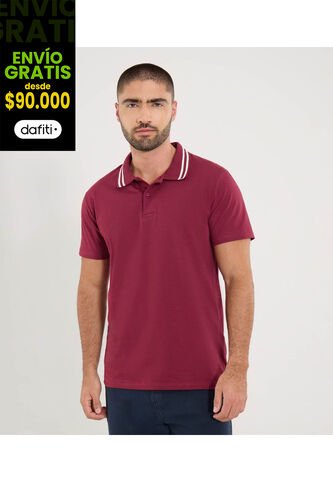 Polo Para Hombre Cuello Tejido Sin Bolsillo Color Vino Marca Ostu #60110837 Ostu
