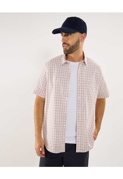 Camisa Para Hombre Manga Corta Con Bolsillo Cuello Casual M Color Crema Marca Ostu #60010852