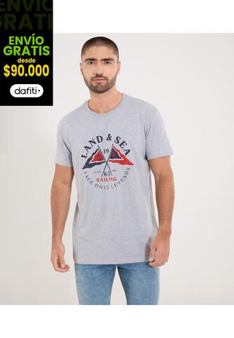 Camiseta Para Hombre Manga Corta Cuello Redondo Color Gris Marca Ostu #60091901 Ostu