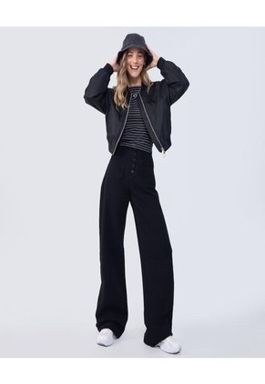 Jean Para Mujer Wide-Leg Color Negro Marca Ostu #40160494