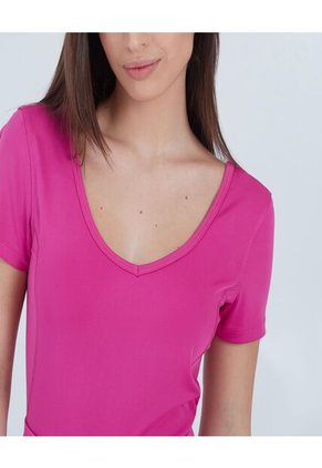 Crop Top Para Mujer Manga Corta Color Rosado  Marca Ostu #40091751