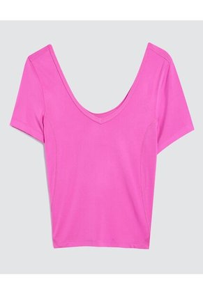 Crop Top Para Mujer Manga Corta Color Rosado  Marca Ostu #40091751