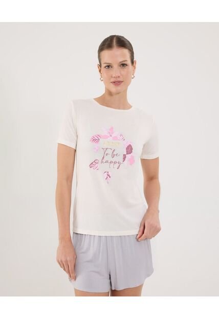 Camiseta Para Mujer Manga Corta Color Crema Marca Ostu #40092283